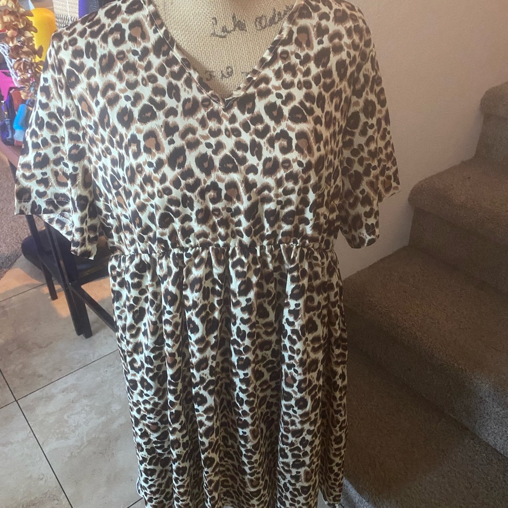 Leopard Print ' Dress - Neutral Brown